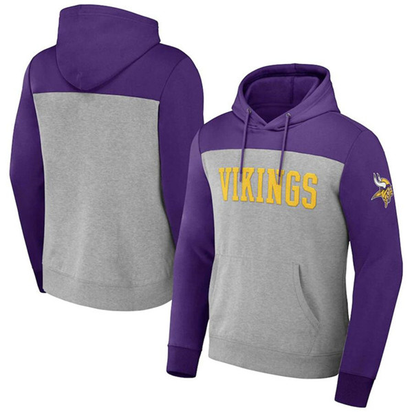 Minnesota Vikings x Darius Rucker Collection Heather Gray Color Blocked Pullover Hoodie